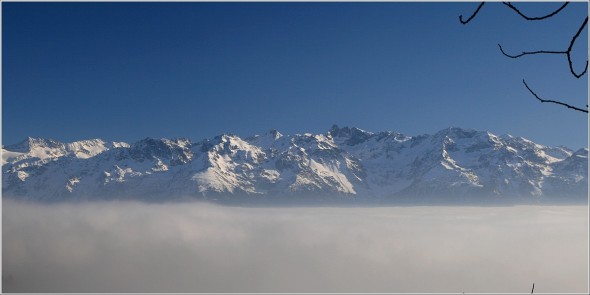 Mer de nuages et Belledonne depuis Chartreuse - Col du coq - 1er février 2011