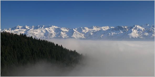 Mer de nuages et Belledonne depuis Chartreuse - Col du coq - 1er février 2011