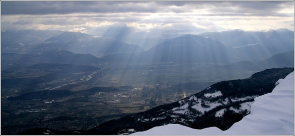 Vue en direction de la plaine et du Sud depuis les crètes de Lans en Vercors - 20 février 2010