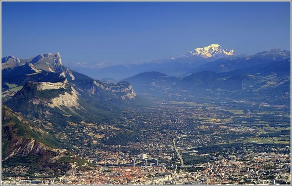 Chartreuse, Grenoble et le Mont Blanc depuis les crêtes de Lans en Vercors - 6 août 2009